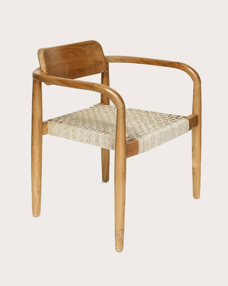 Kimo - Lot de 2 chaises Kimo en teck massif et corde beige- marron - UNIQKA - Image 3