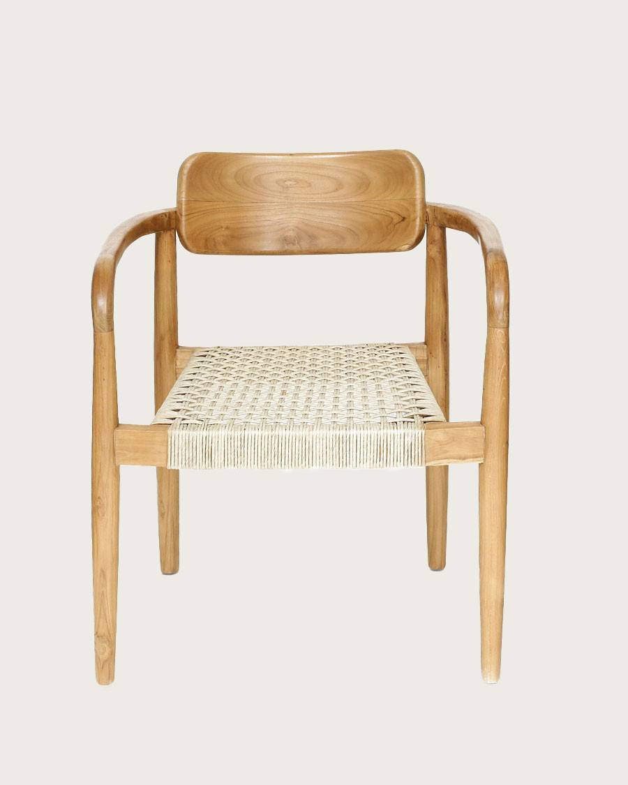 Kimo - Lot de 2 chaises Kimo en teck massif et corde beige- marron - UNIQKA - Image 5