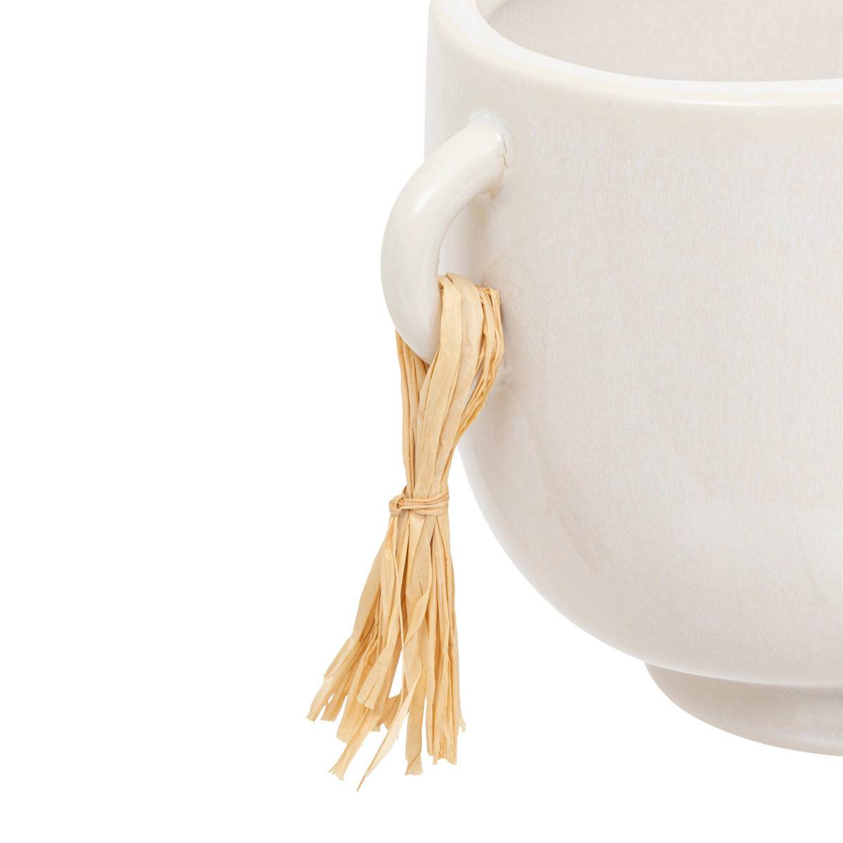 Atmosphera - Jardinière en Céramique émaillée Blanche avec pompons L 30 cm - Image 2