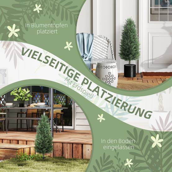 Lot de 2 plantes artificielles, cyprès 831 feuilles chacun, polyvalent, vert - Image 8