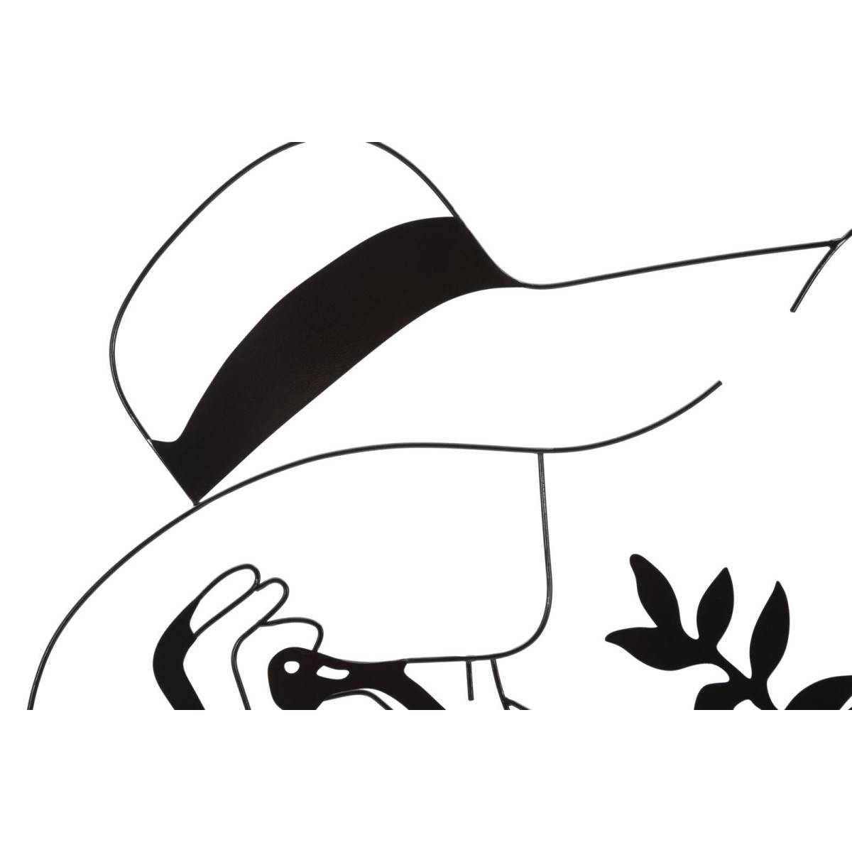Paris Prix - Déco Murale Encadrée en Métal "Chapeau" 80cm Noir - Image 2