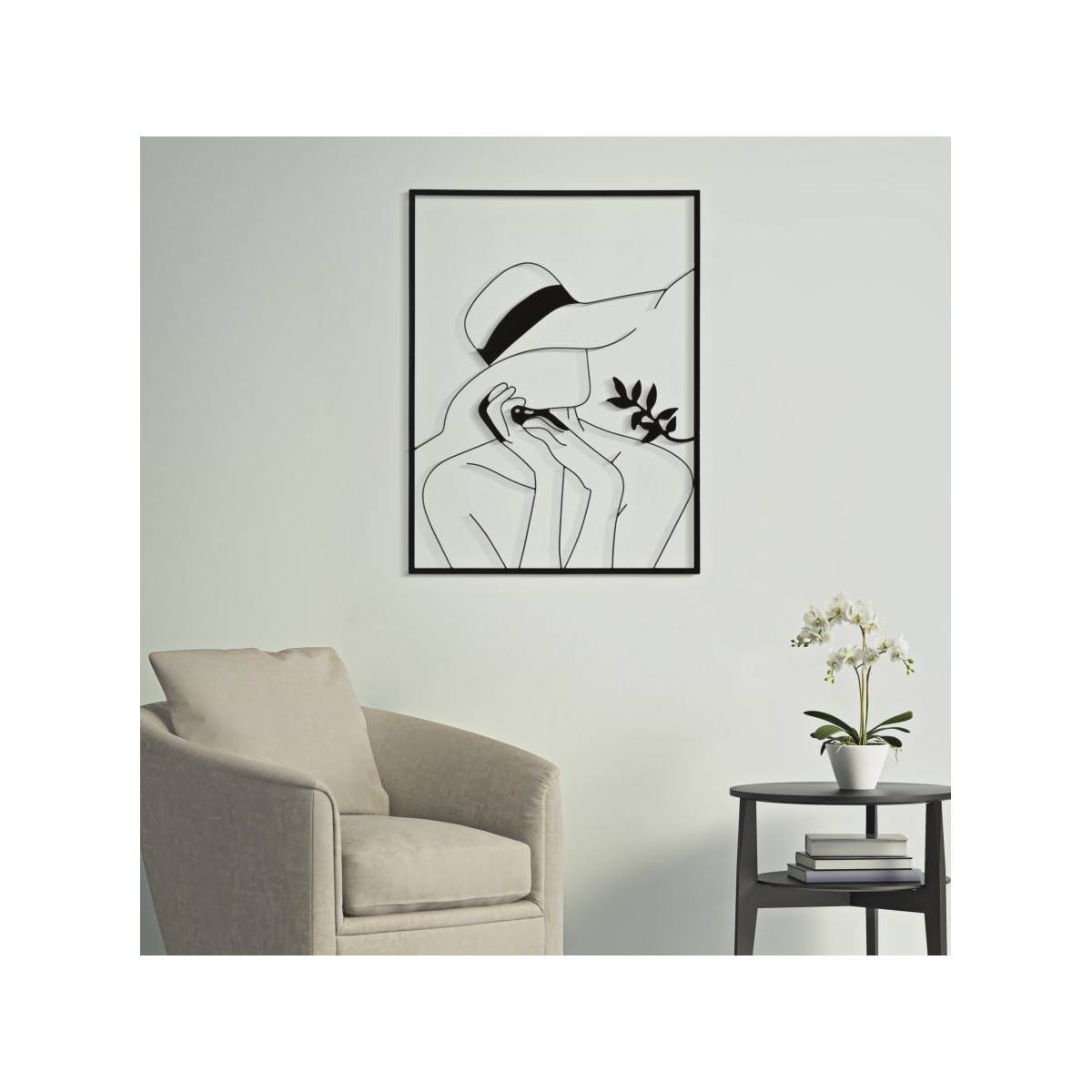 Paris Prix - Déco Murale Encadrée en Métal "Chapeau" 80cm Noir - Image 5