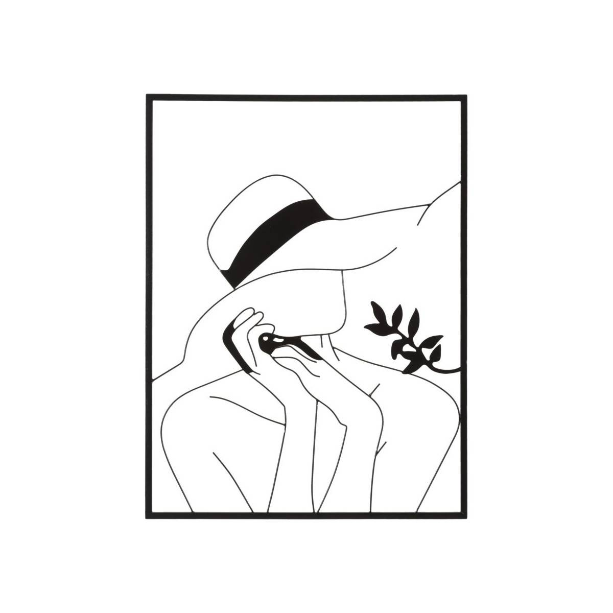Paris Prix - Déco Murale Encadrée en Métal "Chapeau" 80cm Noir - Image 1
