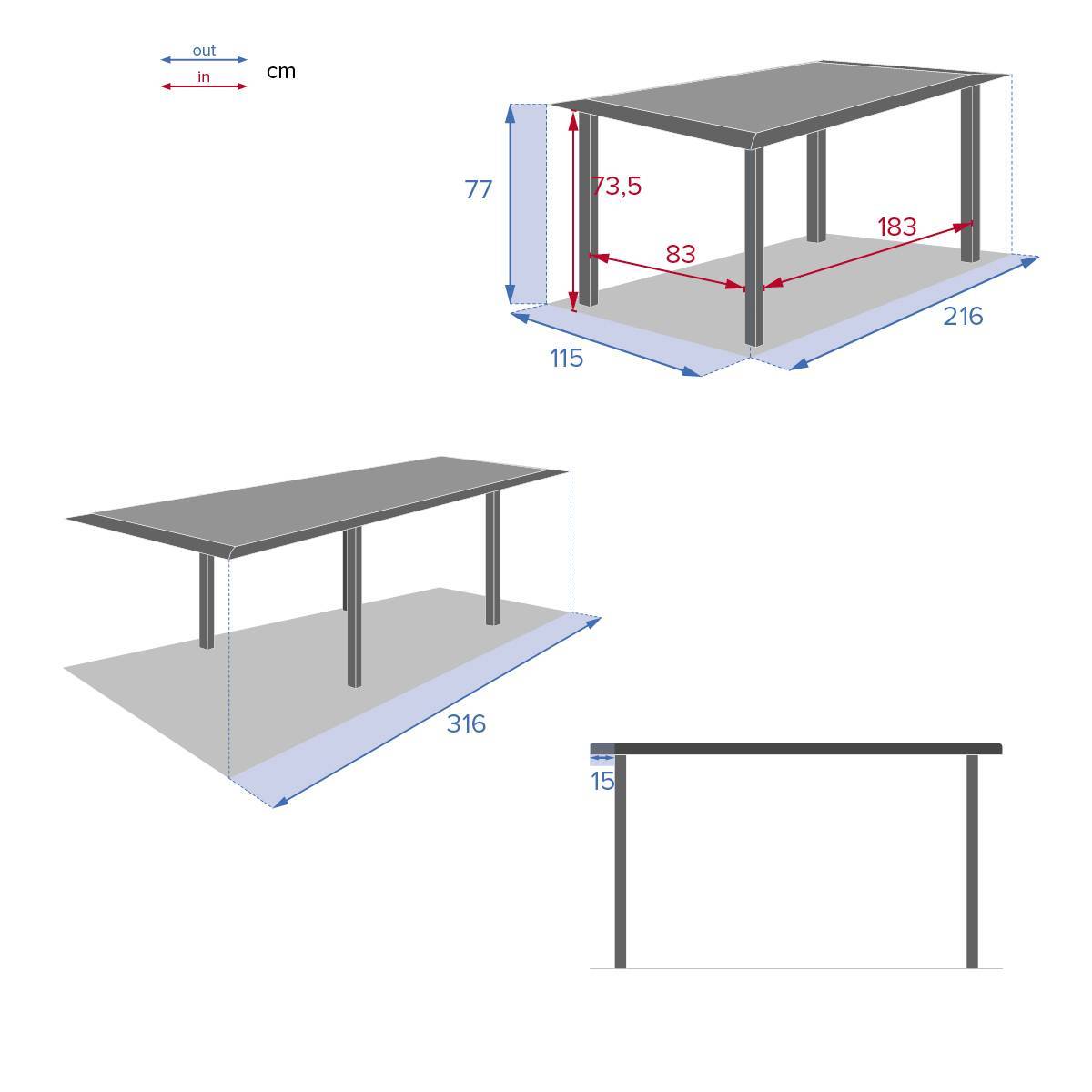 Hesperide - Table de jardin extensible "Allure" effet bois muscade & graphite 12 places en aluminium traité époxy Hespéride - Image 8