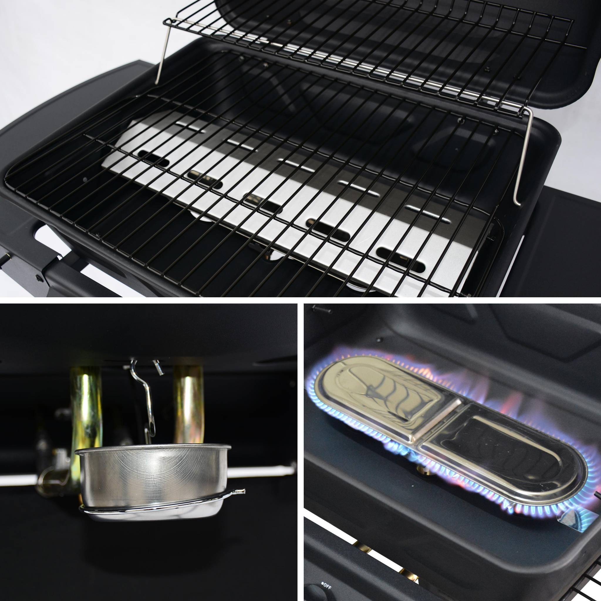Barbecue au gaz - Aramis -  Cuisine extérieure 2 brûleurs avec tablettes latérales et thermomètre | sweeek - Image 7
