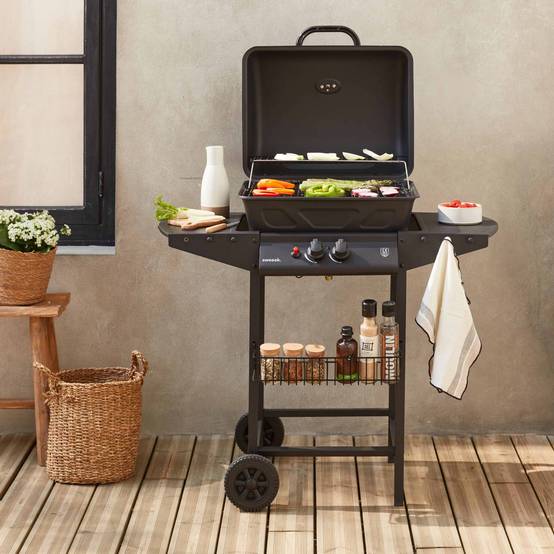 Barbecue au gaz - Aramis - Cuisine extérieure 2 brûleurs avec tablettes latérales et thermomètre | sweeek - Image 3