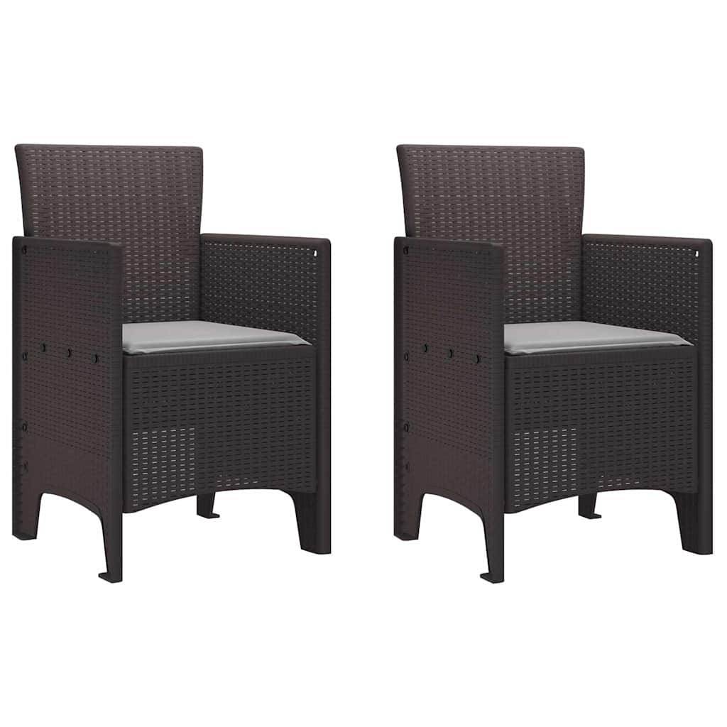 Lot De 2 Chaises De Jardin - Fauteuils De Jardin Marron 53 x 49 x 85 cm PP - Image 1