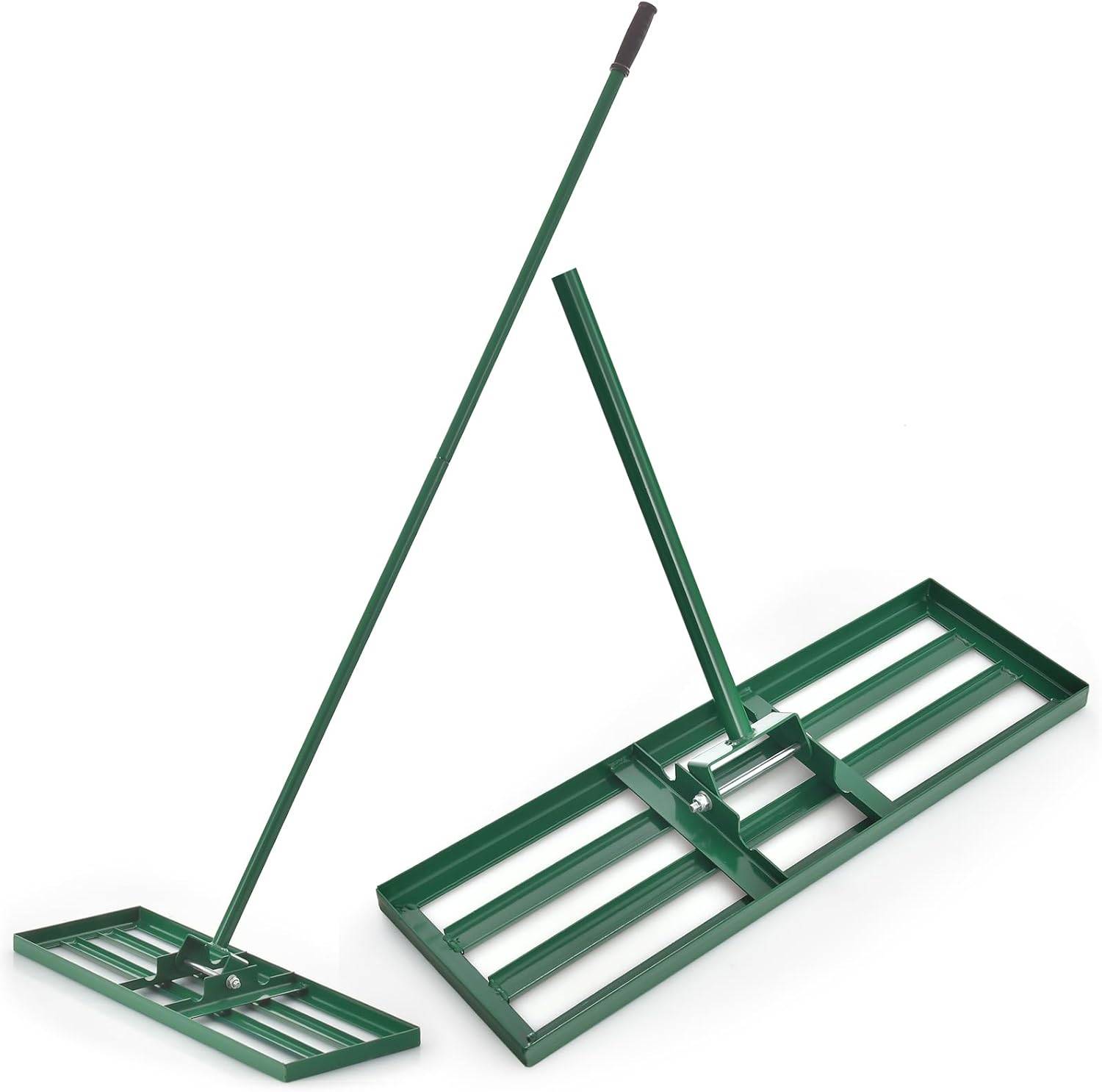 Râteau de Nivellement de Pelouse, Outil de Nivellement de Sol Robuste 75 x 25 cm avec Poignée de 170 cm, Niveleur de Sol, Vert - Image 1