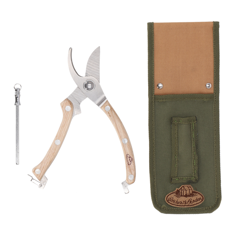 Set sécateur en Inox avec tige d'affutage - Beige - L 9,2 x P 2,4 x H 25 cm - Image 4