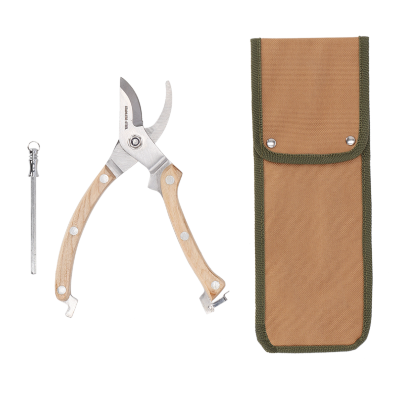 Set sécateur en Inox avec tige d'affutage - Beige - L 9,2 x P 2,4 x H 25 cm - Image 5
