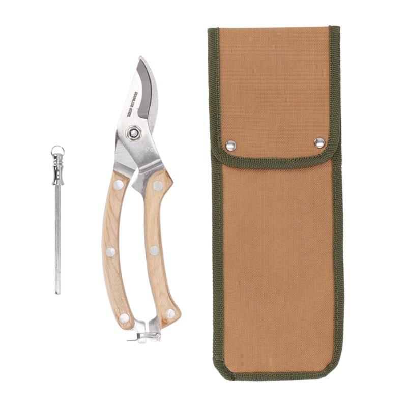 Set sécateur en Inox avec tige d'affutage - Beige - L 9,2 x P 2,4 x H 25 cm - Image 3