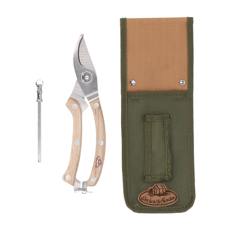 Set sécateur en Inox avec tige d'affutage - Beige - L 9,2 x P 2,4 x H 25 cm - Image 2