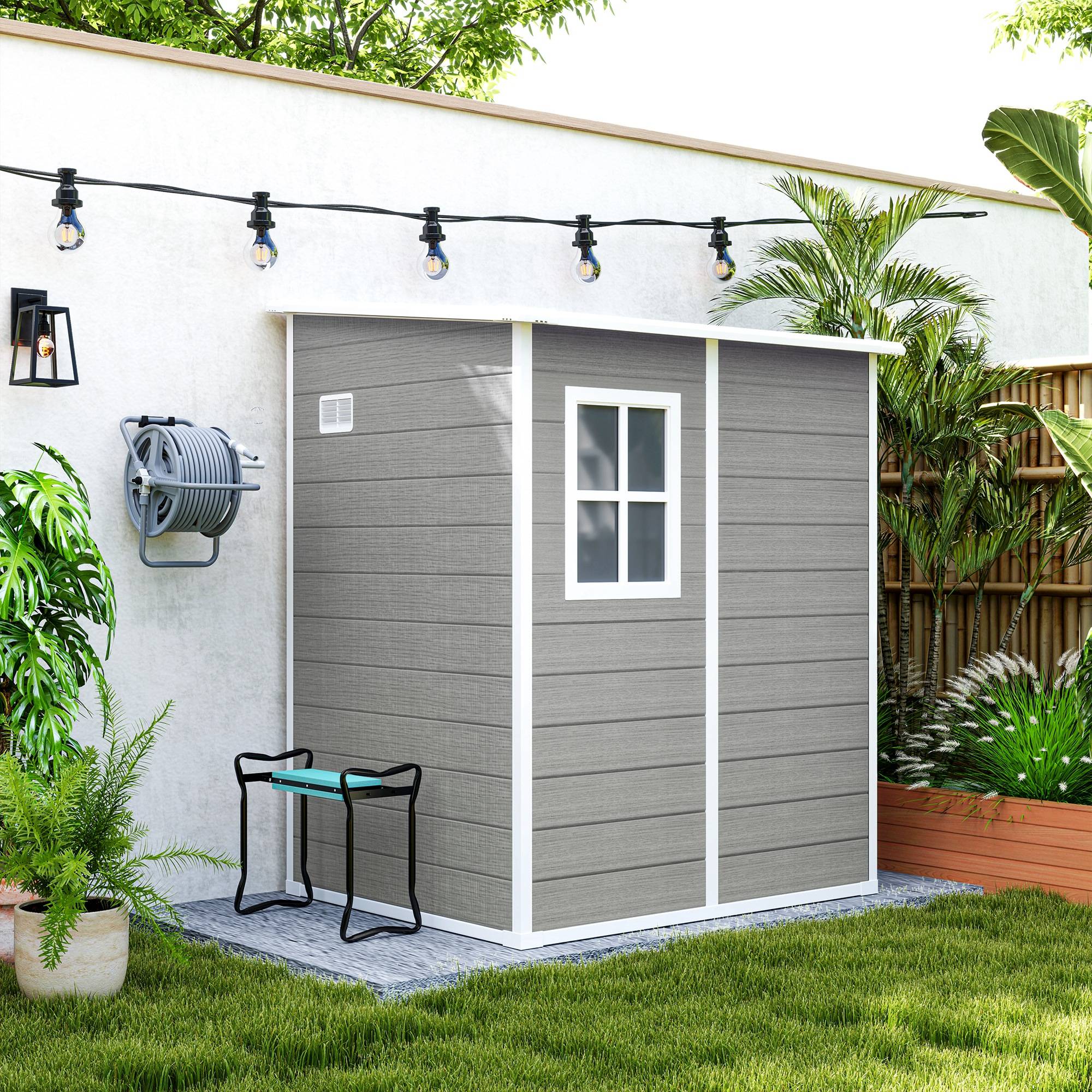 ComfortXL - Dévidoir tuyau jardin polypropylène gris 40 m mural ou sur pied avec manivelle - ComfortXL Outdoor Living - Image 8