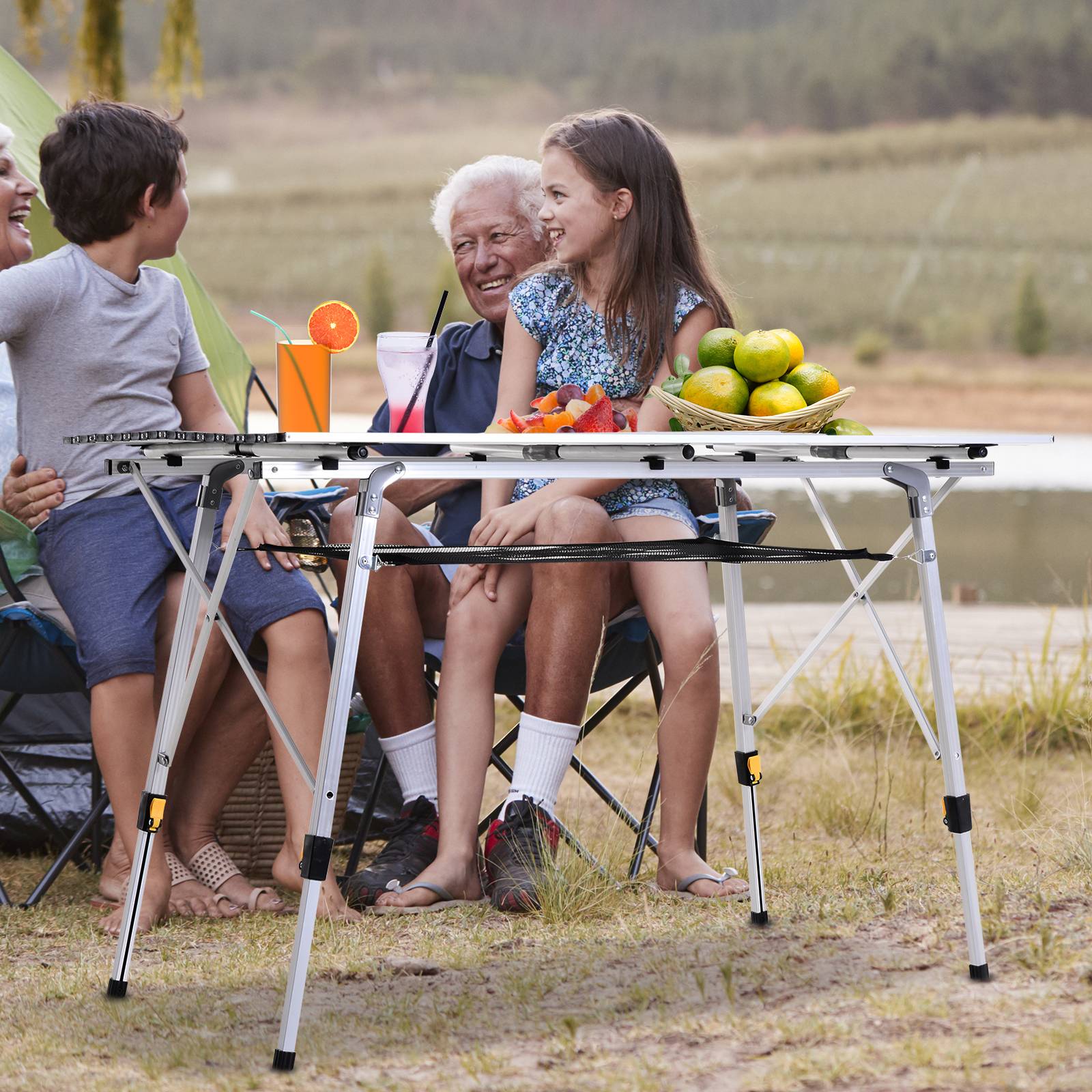 Table de camping pliante aluminium gris 120 x 70 x 73 cm - PANGIVO - Image 4