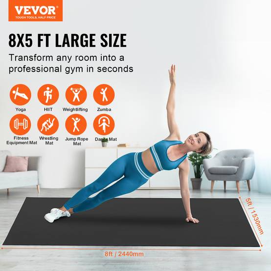 Vevor - VEVOR Tapis de yoga antidérapant tapis d'entraînement 2440 x 1530 mm pilates - Image 2