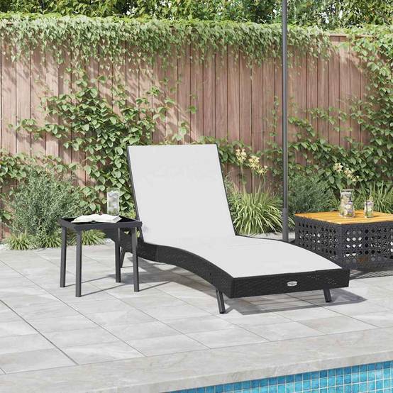 2 pcs Transat | Bain de soleil | Chaise longue Noir et Blanc polyrotin - Image 4