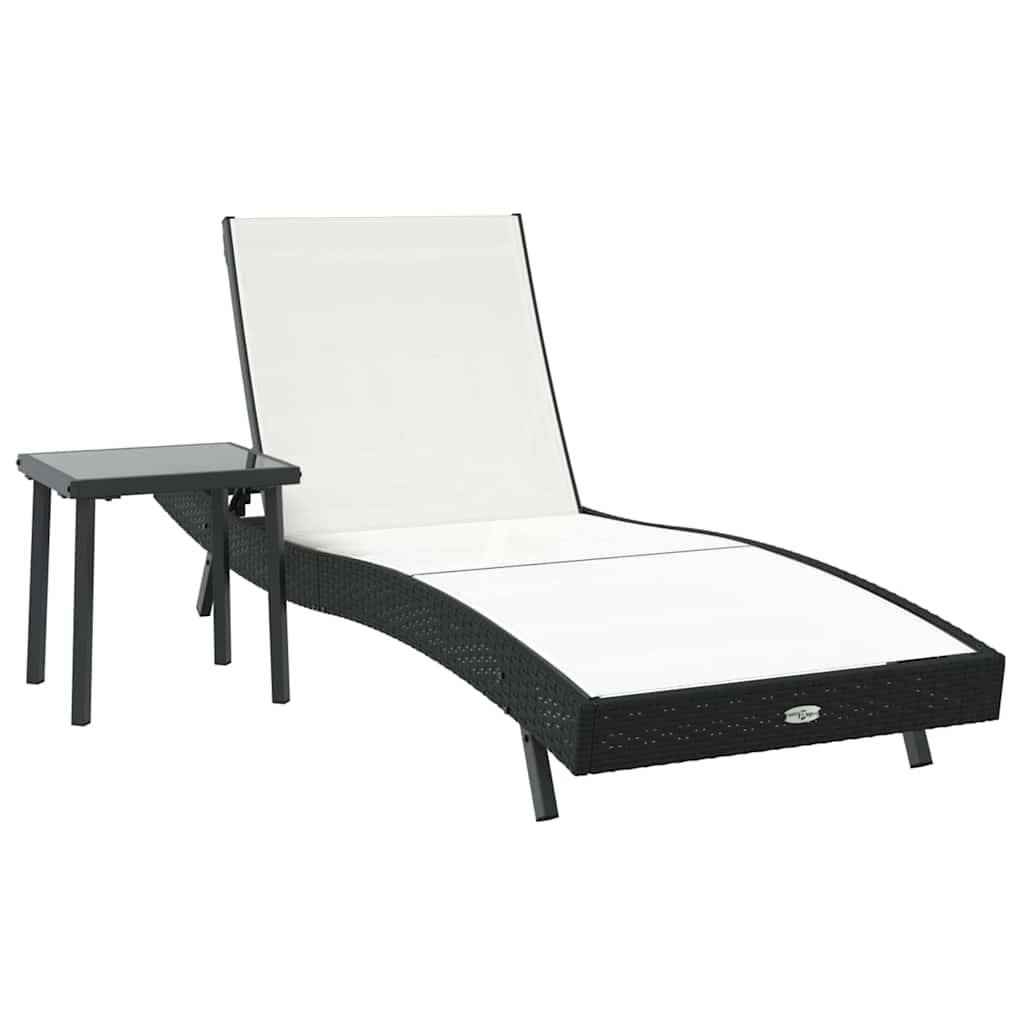 2 pcs Transat | Bain de soleil | Chaise longue Noir et Blanc polyrotin - Image 1