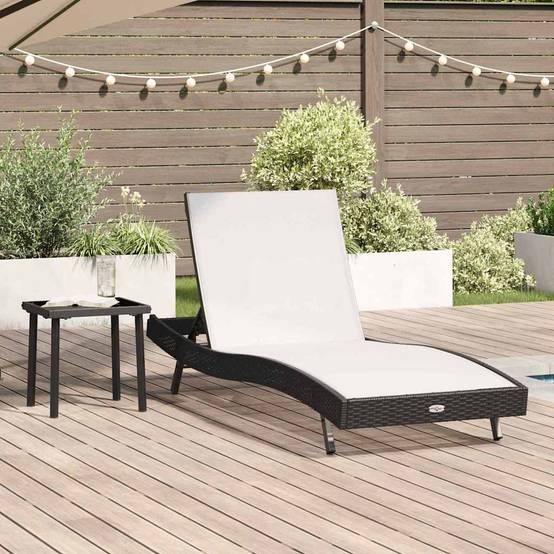 2 pcs Transat | Bain de soleil | Chaise longue Noir et Blanc polyrotin - Image 2