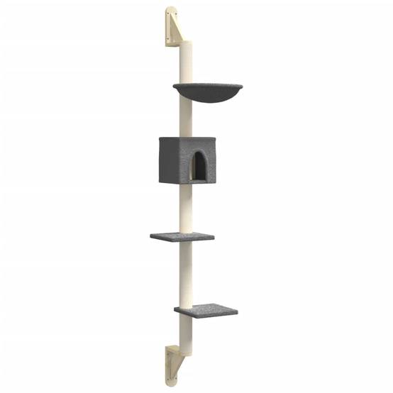 Arbre à chat mural bois et sisal gris foncé 35 x 53 x 187 cm - PANGIVO - Image 2