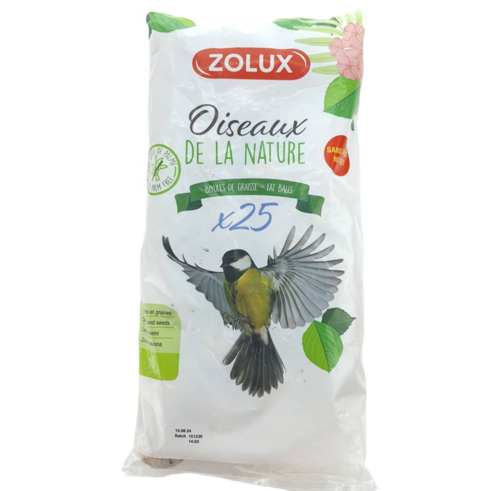 Zolux - 25 Boules de graisse de 90 gr donc 2.25 kg toutes saisons pour oiseaux - Image 1