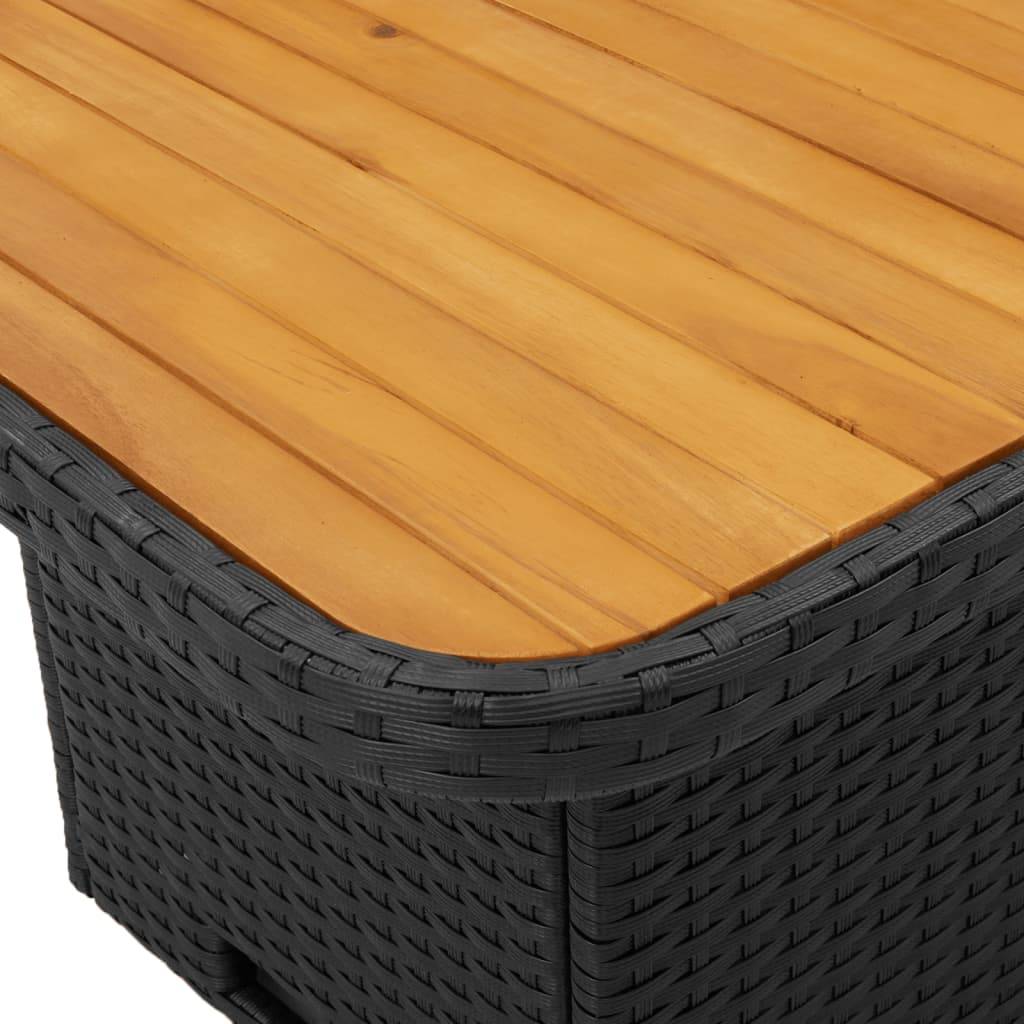 PANGIVO - Table de jardin noir résine tressée et bois acacia 80 x 80 x 71 cm - PANGIVO - Image 9