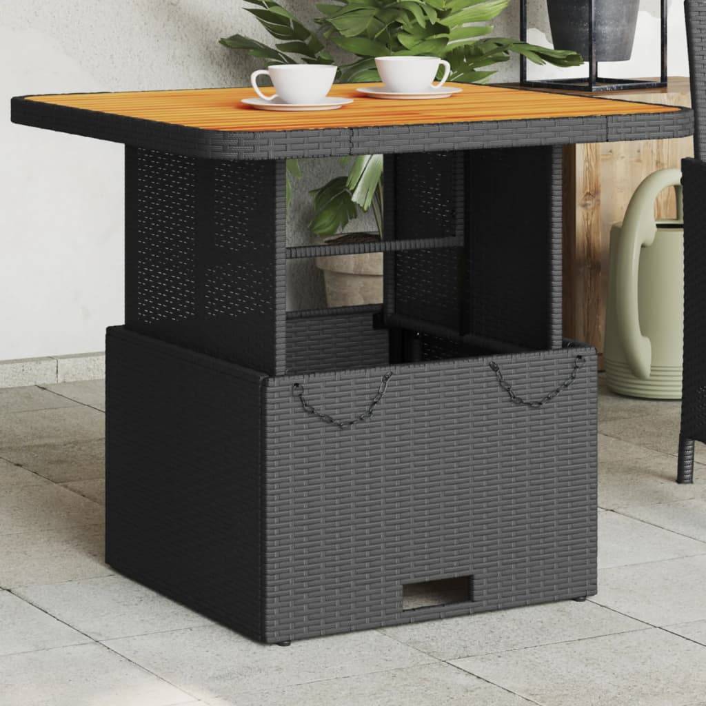 PANGIVO - Table de jardin noir résine tressée et bois acacia 80 x 80 x 71 cm - PANGIVO - Image 1