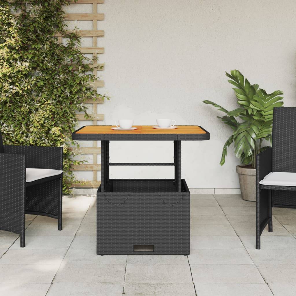 PANGIVO - Table de jardin noir résine tressée et bois acacia 80 x 80 x 71 cm - PANGIVO - Image 3