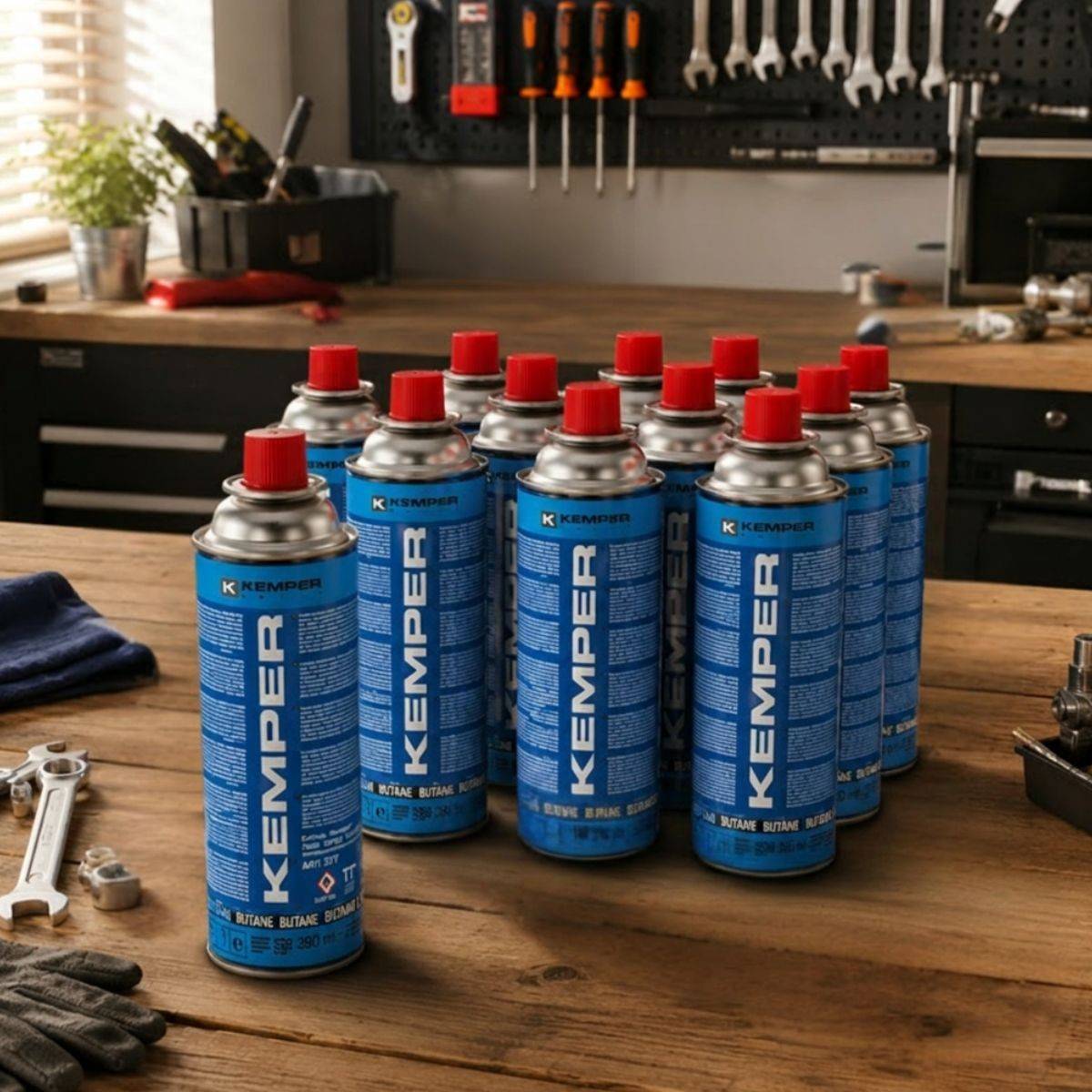 Pack 12 Cartouches Gaz Butane 390 ml 227 g Valve Sécurité pour Réchaud Portable Chalumeau Lampe à Gaz KEMPER - Image 3