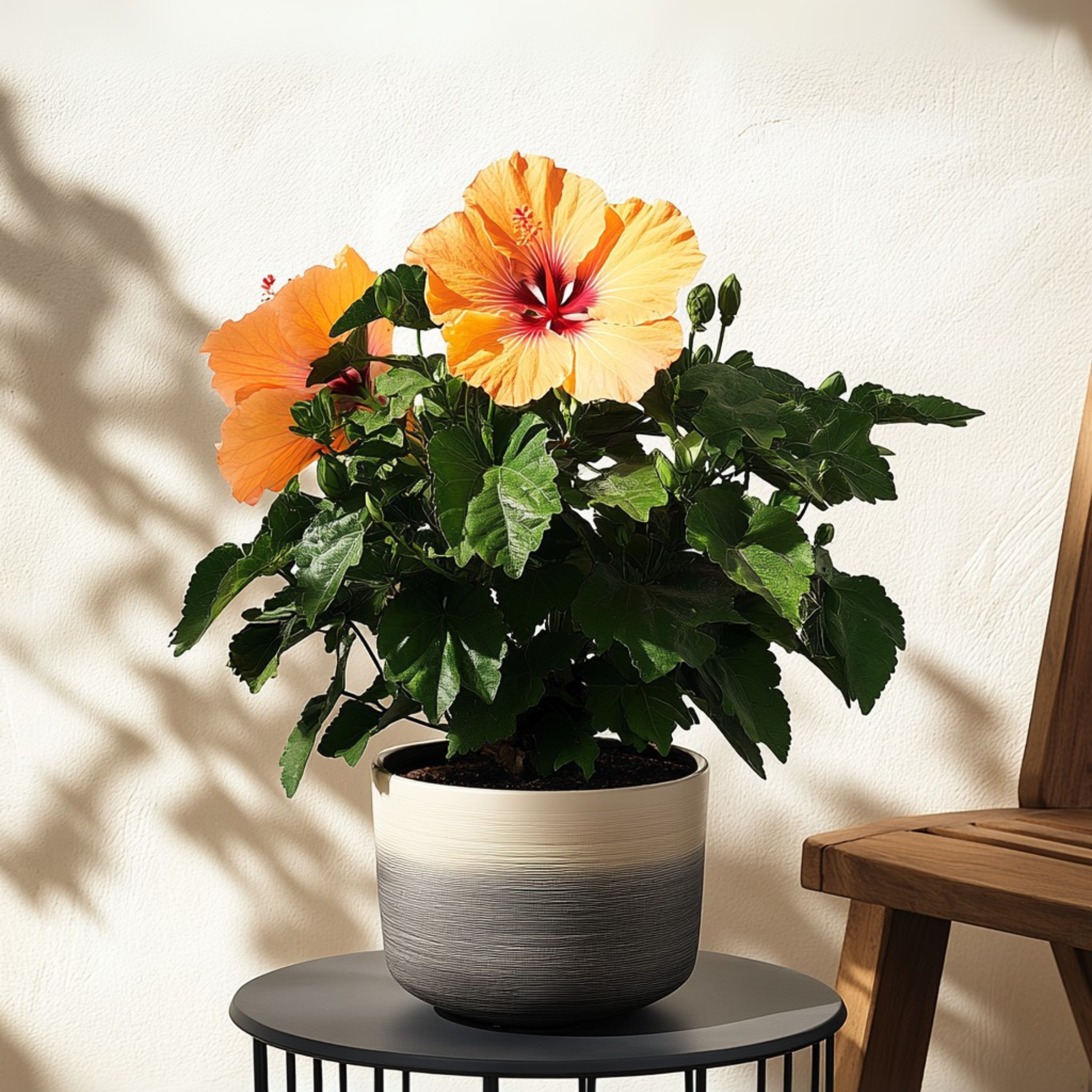 Rose de Chine - Hibiscus rosa-sinensis - Orange - Hauteur 40-50cm - ⌀17cm - Image 3