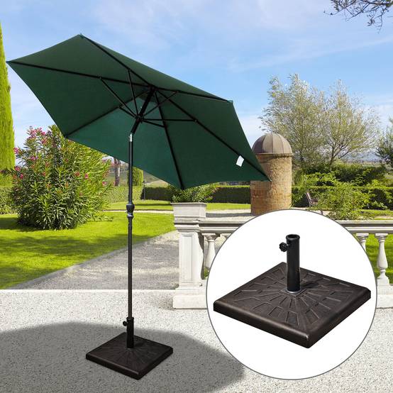 Base de parasol carrée en résine pour mâts Ø3,8/4,8 cm, 47x47x32 cm - Image 3