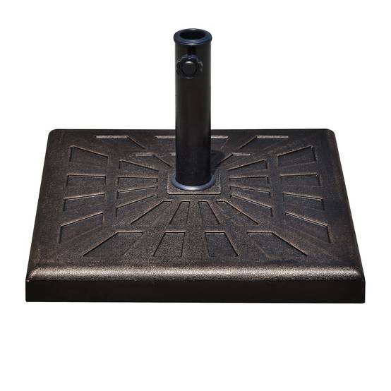 Base de parasol carrée en résine pour mâts Ø3,8/4,8 cm, 47x47x32 cm - Image 2