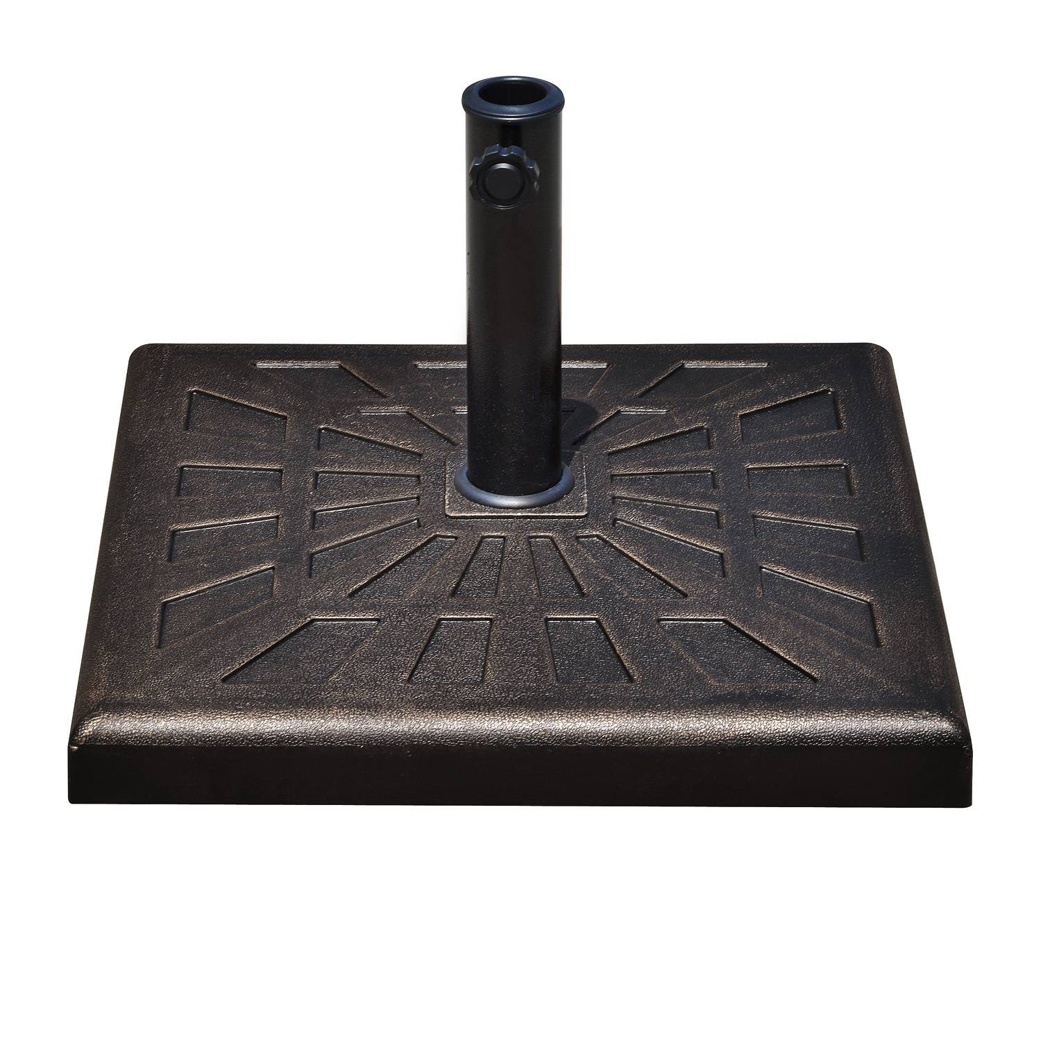 Base de parasol carrée en résine pour mâts Ø3,8/4,8 cm, 47x47x32 cm - Image 2