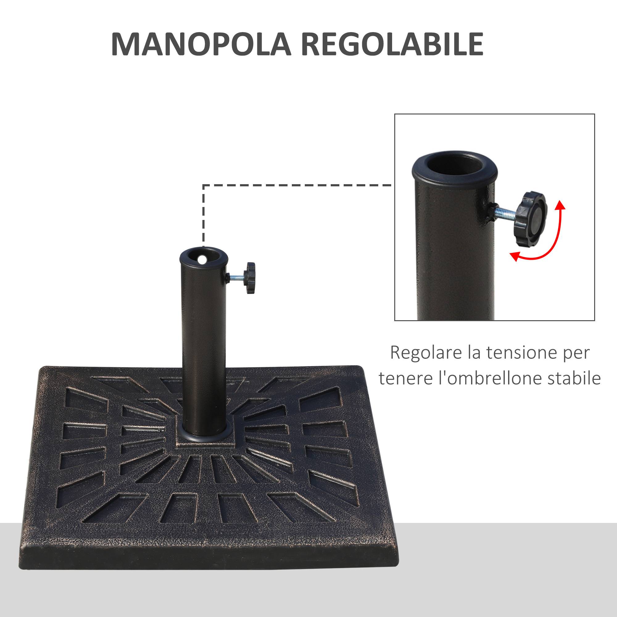 Base de parasol carrée en résine pour mâts Ø3,8/4,8 cm, 47x47x32 cm - Image 7