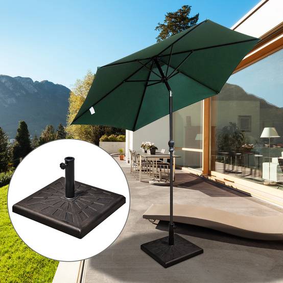 Base de parasol carrée en résine pour mâts Ø3,8/4,8 cm, 47x47x32 cm - Image 4