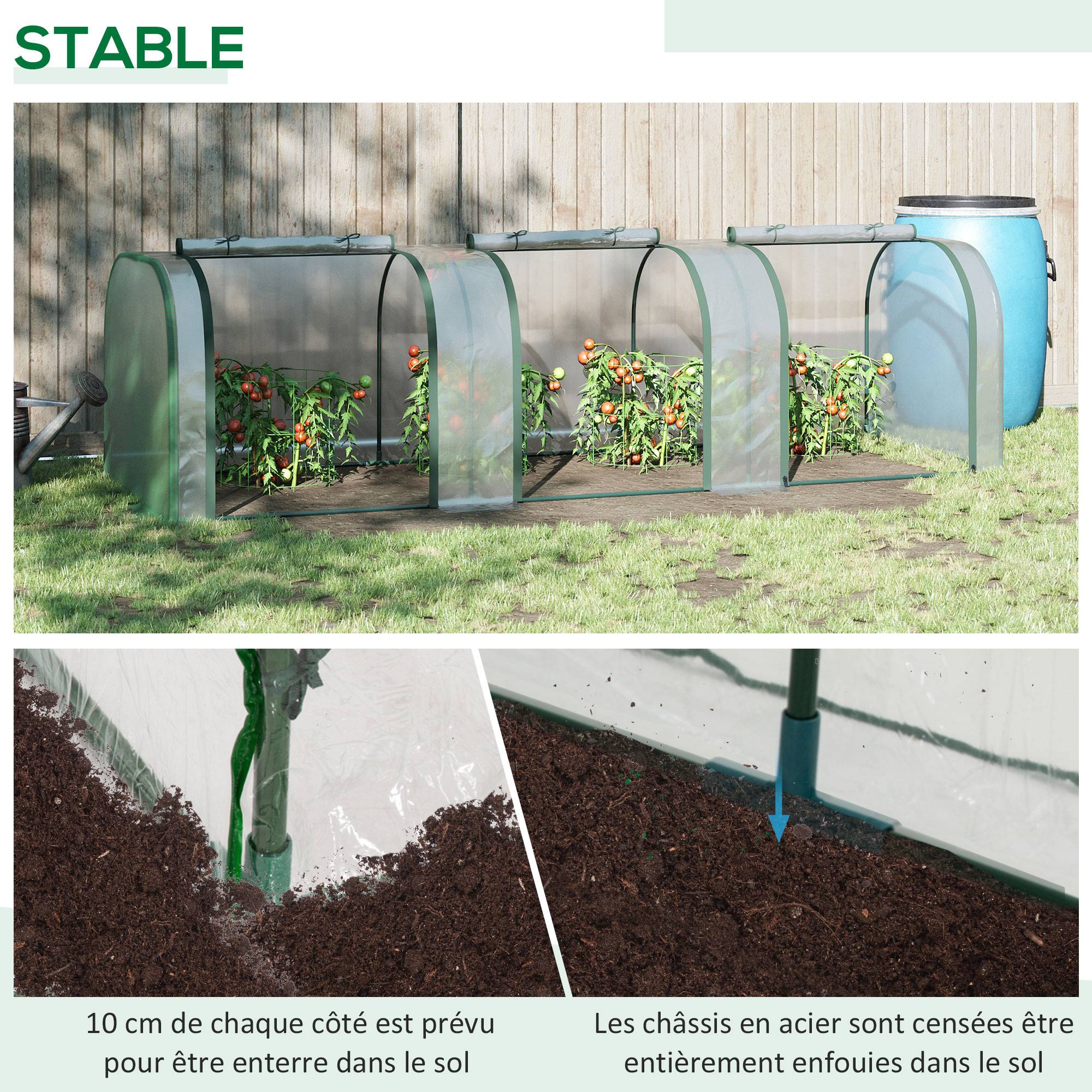 Maison Chic - Mini Serre de Jardin Serre à tomates 3x1x0,8H m Acier PVC 140 g/m² Anti-UV 3 fenêtres Vert et Transparent - Image 6