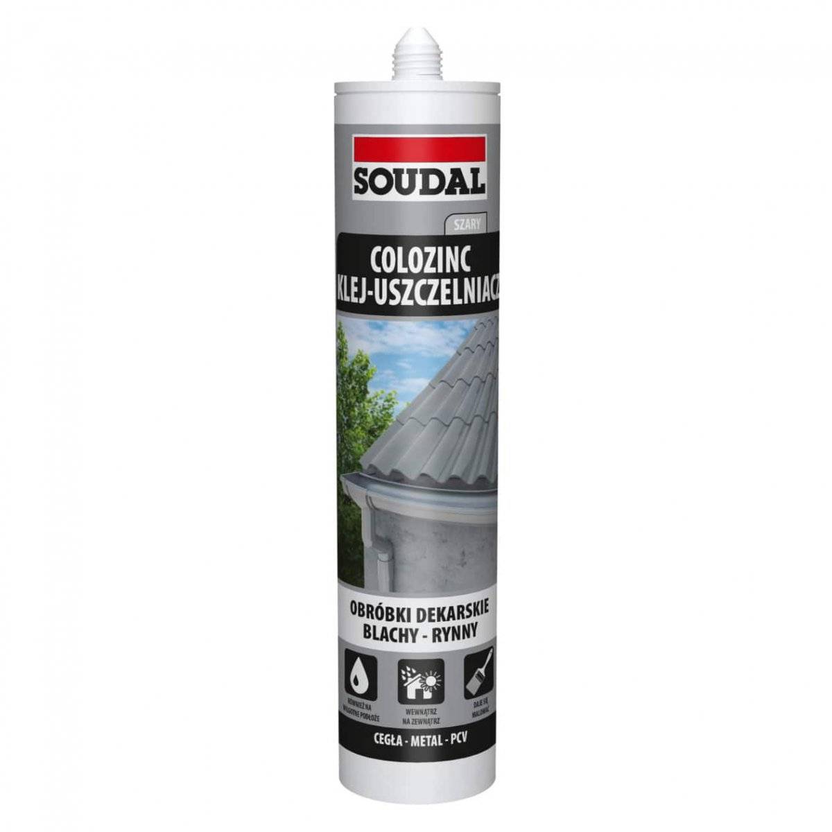 Zinc Fix - Mastic colle polymère hybride - Soudal - Cartouche de 290 ml