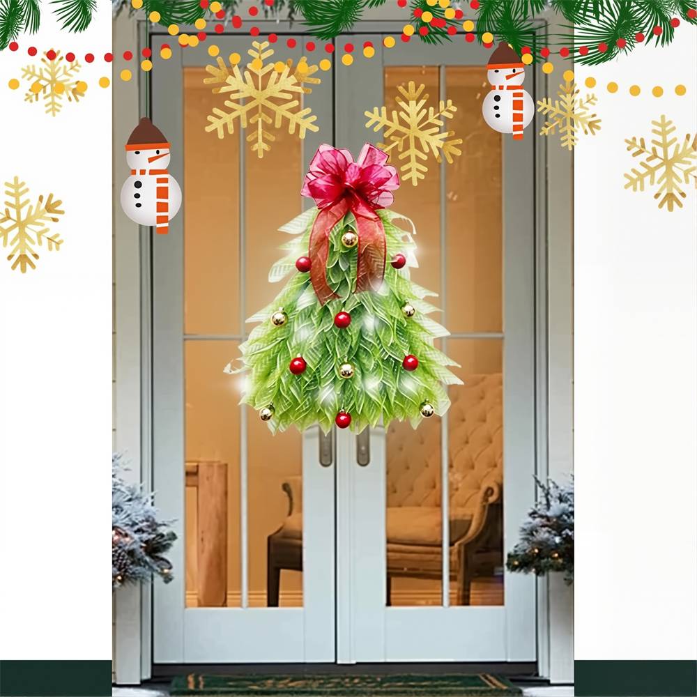 Guirlande de décoration pour sapin de Noël, avec lumières lumineuses Guirlande pour sapin de Noël, pour porte, clôture, décoration de fenêtre - Image 2