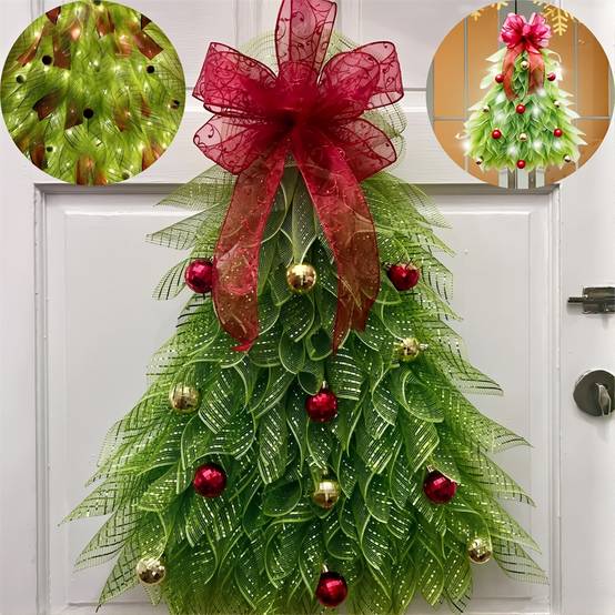 Guirlande de décoration pour sapin de Noël, avec lumières lumineuses Guirlande pour sapin de Noël, pour porte, clôture, décoration de fenêtre - Image 1