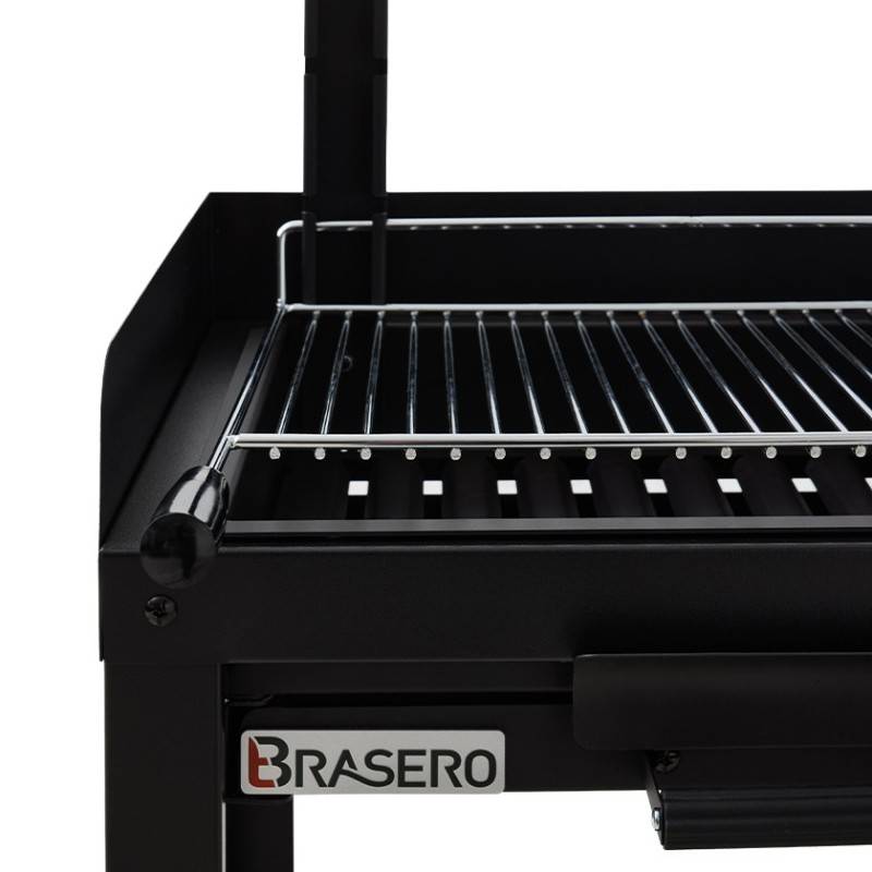 Brasero - Barbecue charbon Valencia - BRASERO - Grille de 54 x 48 cm réglable en hauteur - Chariot équipé, plan de travail - Image 3