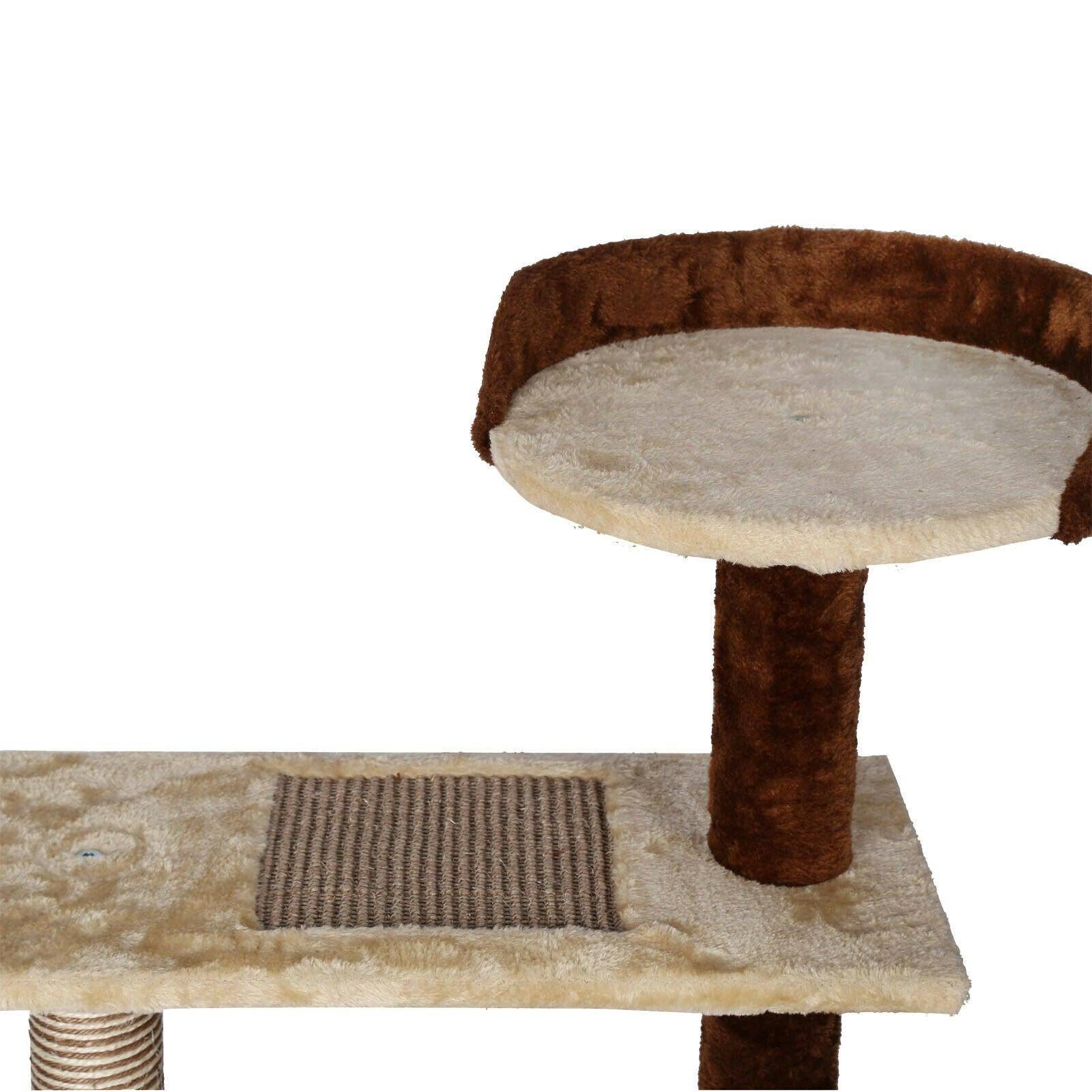 Arbre à chat 100 cm corde sisal bicolore griffoir grattoir jeux beige et marron - Image 3