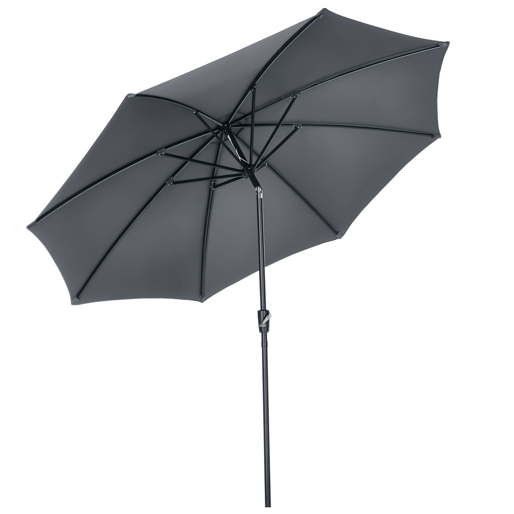 Parasol de jardin à manivelle et toit inclinable pour terrasse ou patio extérieur Ø300 x 252 cm Gris