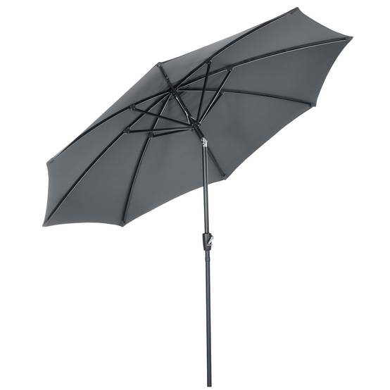Parasol de jardin à manivelle et toit inclinable pour terrasse ou patio extérieur Ø300 x 252 cm Gris - Image 2