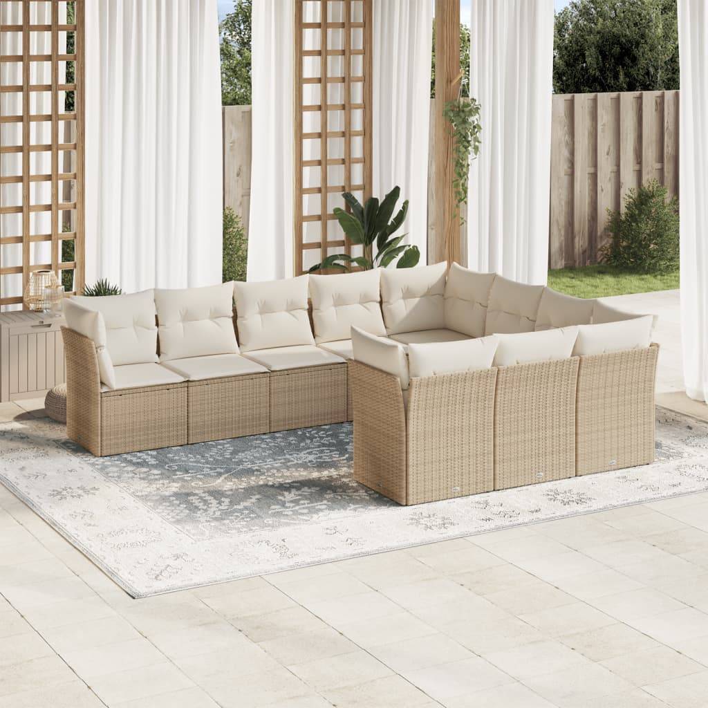Vidaxl - Salon de jardin avec coussins 10 pcs beige résine tressée vidaXL 3218218 - Image 1