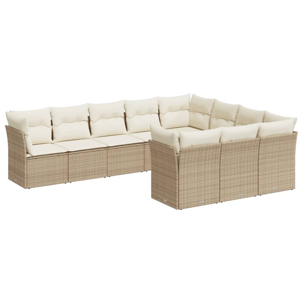 Vidaxl - Salon de jardin avec coussins 10 pcs beige résine tressée vidaXL 3218218 - Image 2