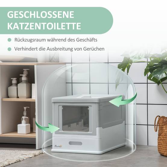 ComfortXL - Maison Toilette Chat Fermée Plastique Anti-odeur Sortie Haut Pelle Incluse Blanc 48cm - ComfortXL Pet Living - Image 6
