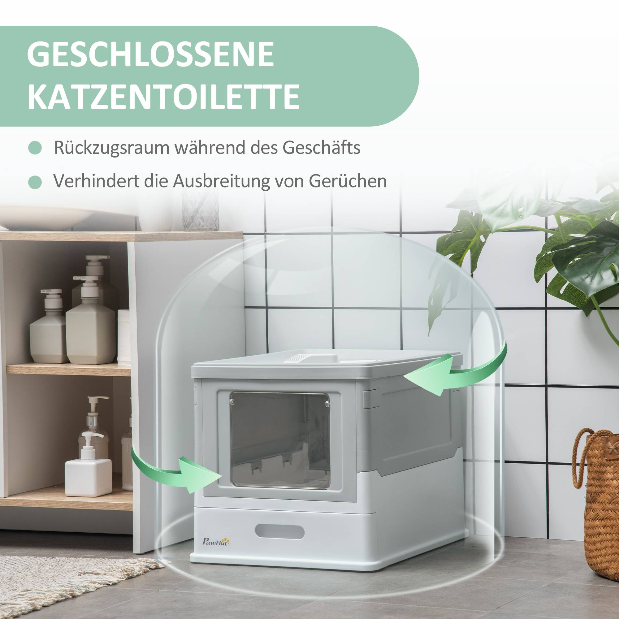 ComfortXL - Maison Toilette Chat Fermée Plastique Anti-odeur Sortie Haut Pelle Incluse Blanc 48cm - ComfortXL Pet Living - Image 6