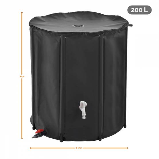 Réservoir souple, récupérateur d'eau de pluie pliable - 200 L - Noir - Linxor - Image 2