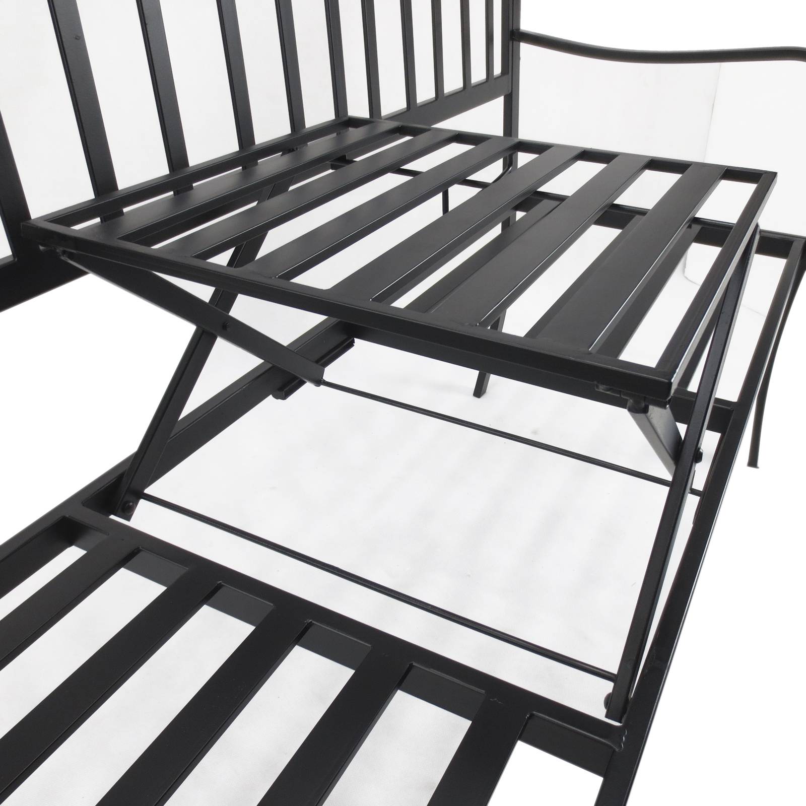 ComfortXL - Banc de jardin métal 2 places patio cour table centrale escamotable 150x53x95cm noir - ComfortXL Outdoor Living - Image 10
