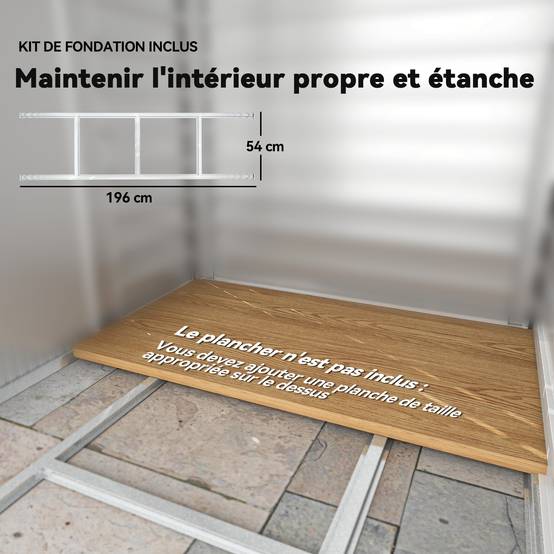 Abri de jardin 2,36 m², cabane de jardin exterieur en acier galvanisé facile à monter, 213x120x194cm chêne - Image 9