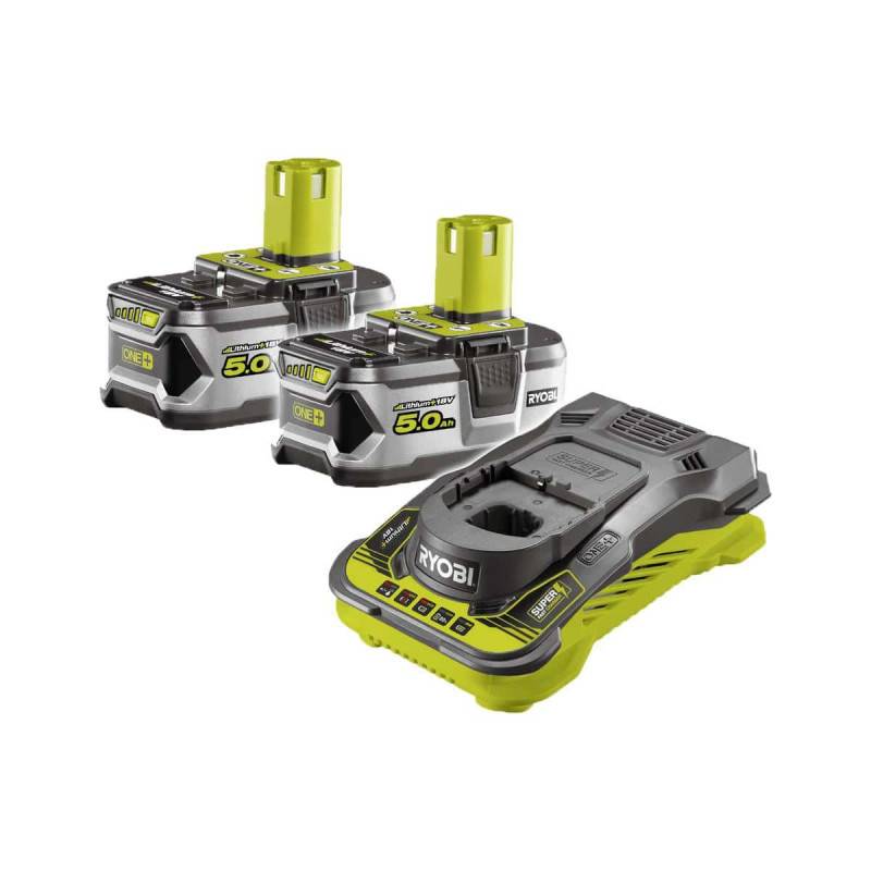 Ryobi - Pack 2 batteries RYOBI 18V One+ 5.0 Ah LithiumPlus - 1 chargeur ultra rapide 5.0 Ah RC18150-250